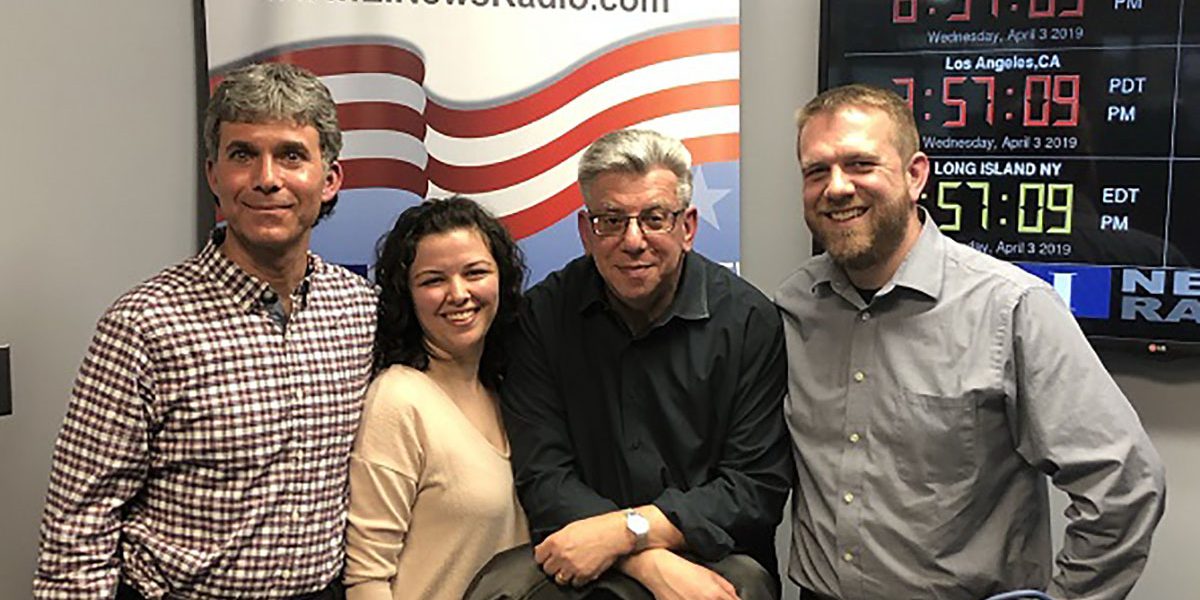 photo of 3 staff from Job Path's employment department with the host from Long Island News radio program